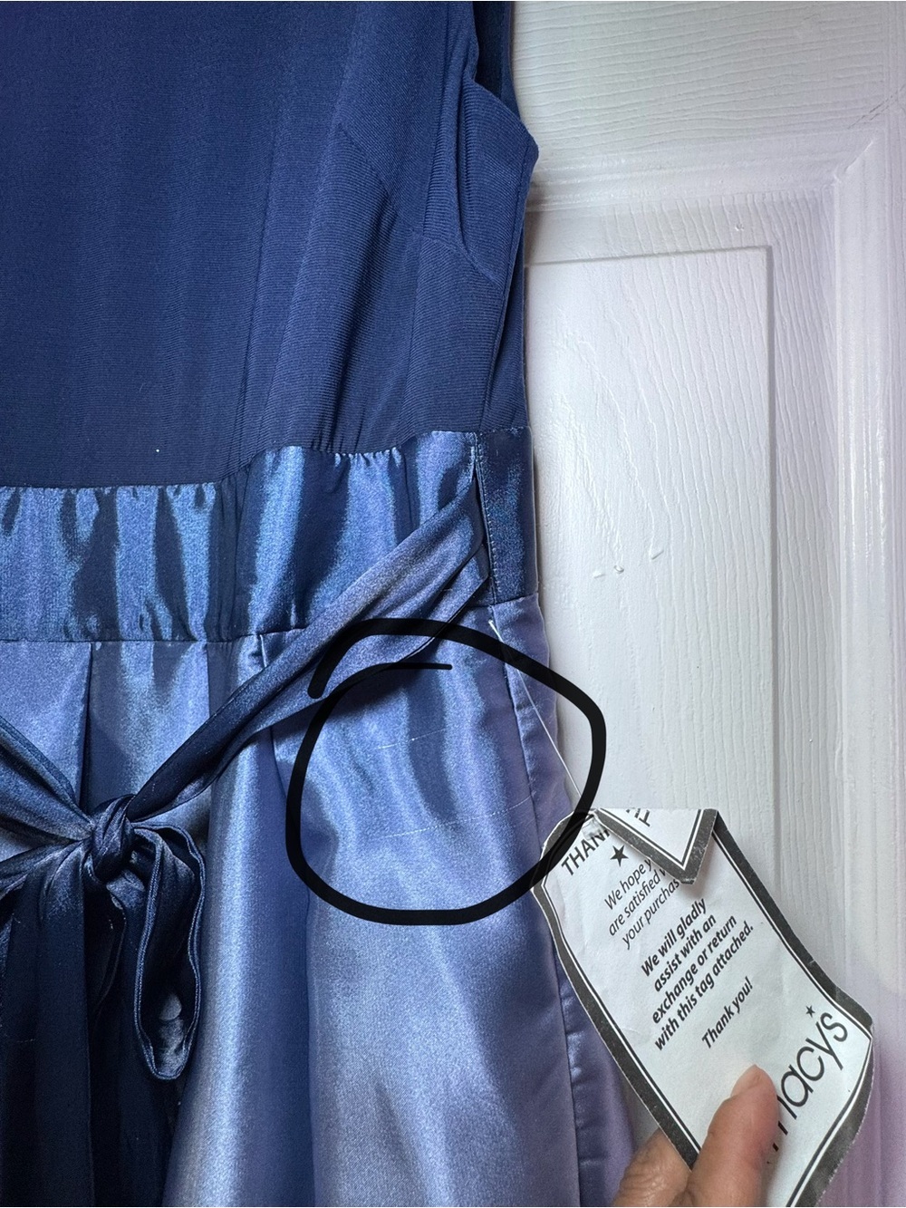 SL Fashions Navy to Sky Blue Ombre Satin Maxi Dress - Picture 12 of 12